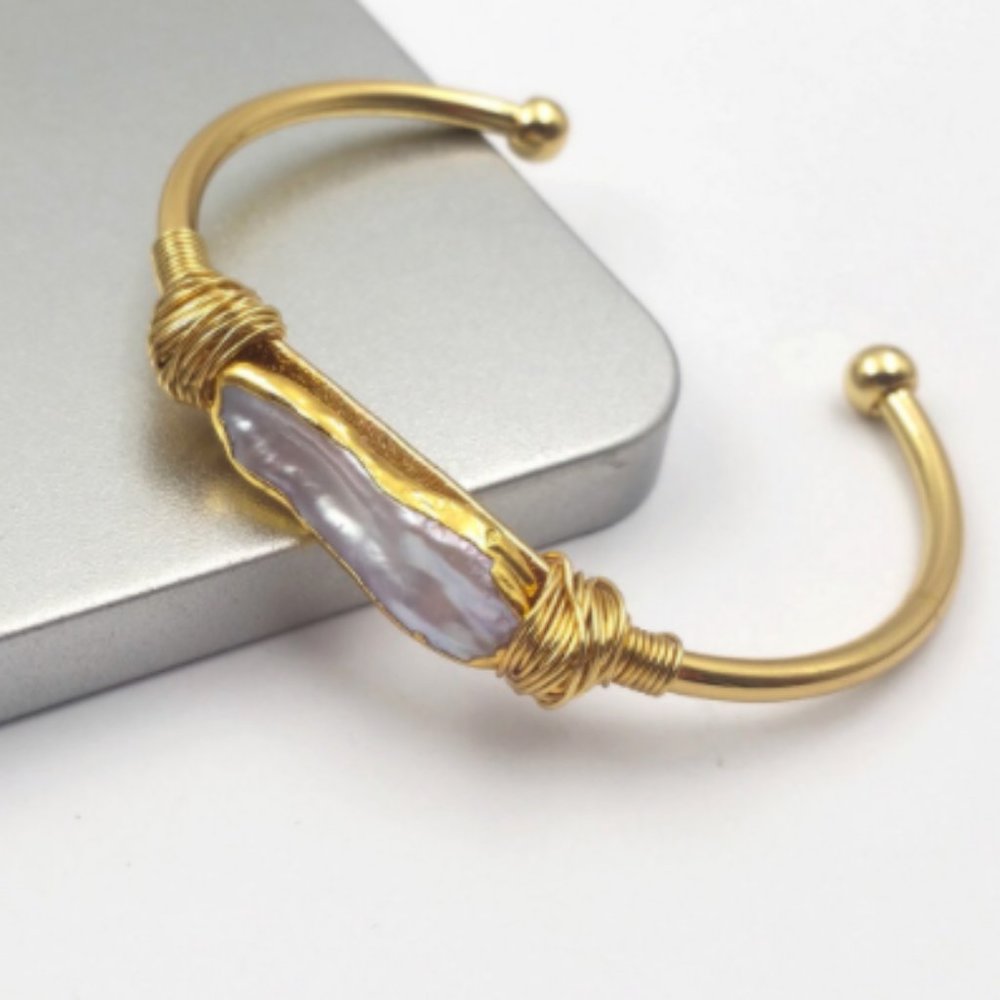 Handmade Pearl Bangle Bracelet